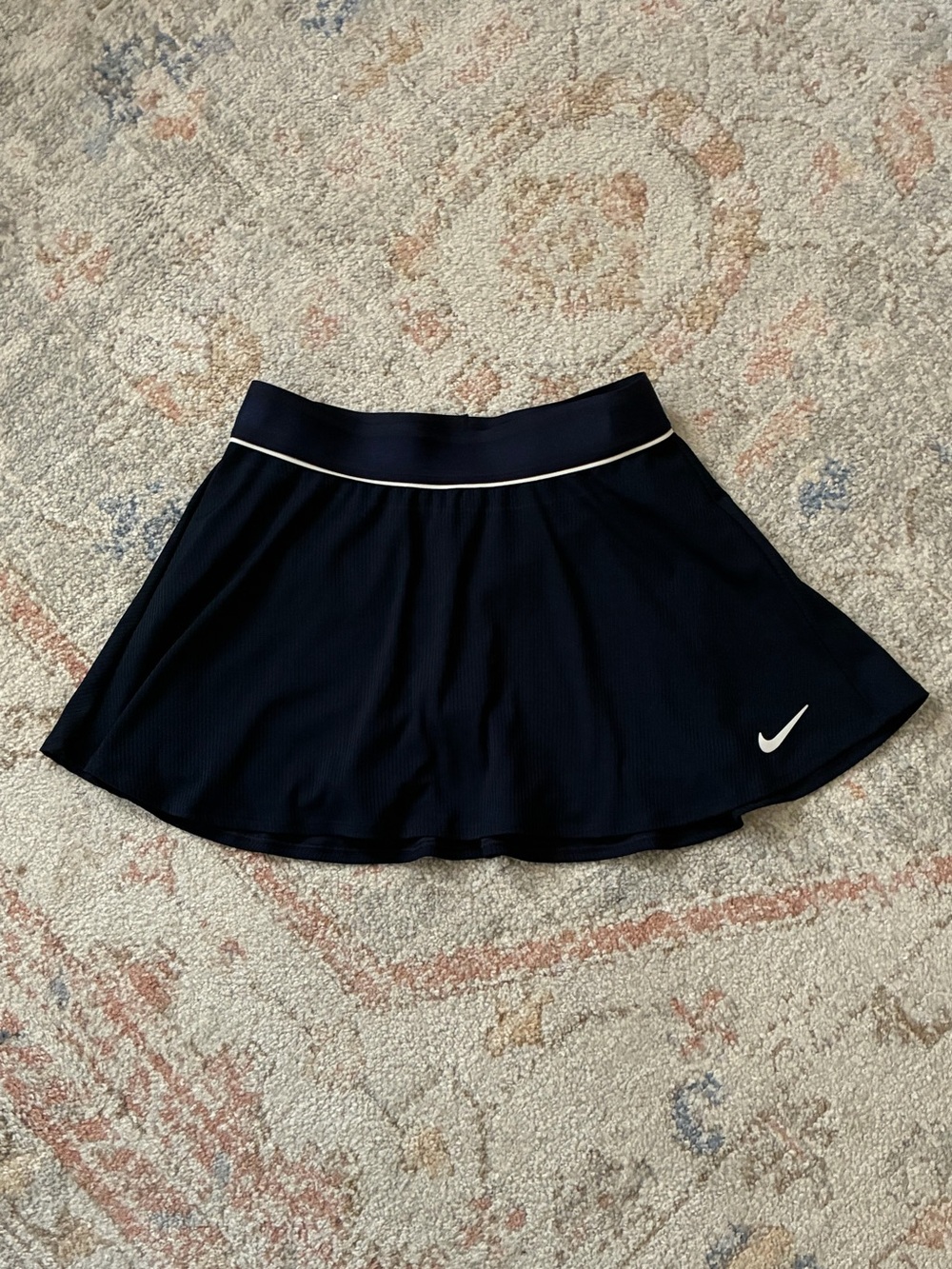 Nike Women's Navy Athletic Skirt with White Trim-Size Small